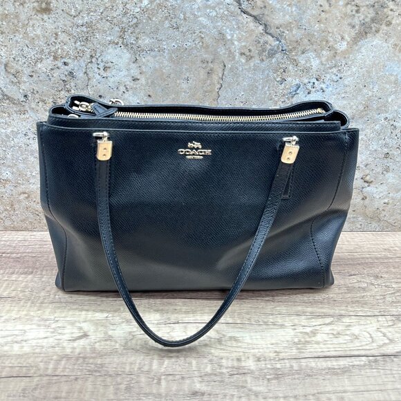 Coach Shoulder Crossbody Bag Womens Black Leather Inner Pockets Removal Straps - Picture 3 of 16